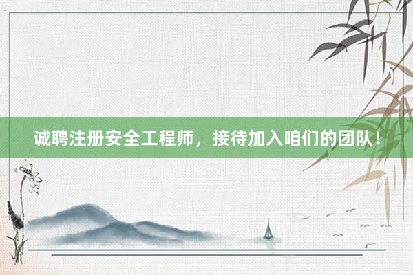 诚聘注册安全工程师，接待加入咱们的团队！