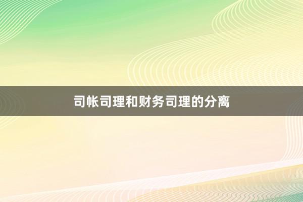 司帐司理和财务司理的分离